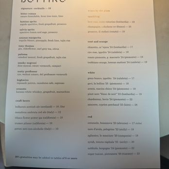 Bottino - Menu - Italian Near Me - New York, New York
