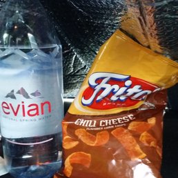 4 bottles of my fav Evian & a bag of snacks...car food..lol 4 bottles of my fav Evian & a bag of snacks...car food..lol