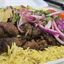 The Taste Of The Mediterranean Grill - Top sirloin beef kabob plate
