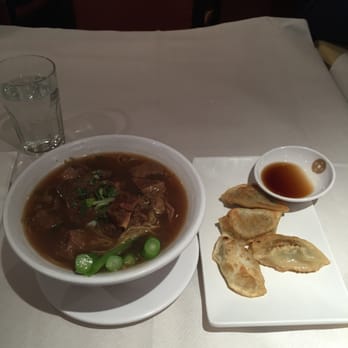 Four Seasons - Braised beef noodle soup and Pan-fried pork dumplings, £12.90 - Chinese Near Me - London, XGL