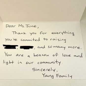 Little Scholars - Thank you Ms June for being an amazing teacher and caregiver! - Child Care & Day Care Near Me - Corona, California Little Scholars - Thank you Ms June for being an amazing teacher and caregiver! - Child Care & Day Care Near Me - Corona, California