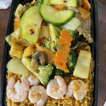 Dragon Garden - Shrimp fry rice with Mongolian beef although that's is not how Mongolian beef should be - Chinese Near Me - Stockbridge, Georgia