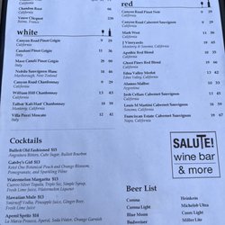 Salute Wine Bar and More - Wine bar menu June 2023