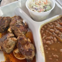 Serious Food - Cajun Pork Wings with coleslaw & baked beans