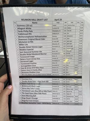 Menu photo 1 Reunion Hall Haddon Township, NJ