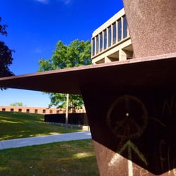 Kent State University - Bullet hole in a sculpture left from the 4 May 1970 Kent State massacre
