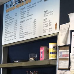 Mr A Ok's Kitchen - Side view of wall menu behind register.