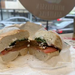 Vegan bagel sandwich (Violife cream cheese on it)