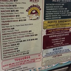 Trambòliko - Menu