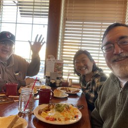Two Army veterans and my lovely wife gather at a Bob Evans Two Army veterans and my lovely wife gather at a Bob Evans
