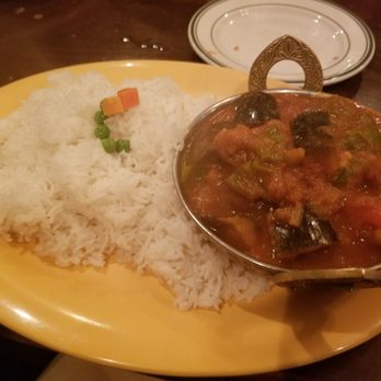 Evergreen Indian Restaurant - All their entree menu items are gluten-free. This is the Eggplant Curry with Rice. - Indian Near Me - Corvallis, Oregon Evergreen Indian Restaurant - All their entree menu items are gluten-free. This is the Eggplant Curry with Rice. - Indian Near Me - Corvallis, Oregon