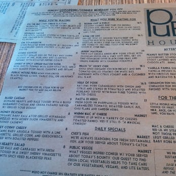 Public House Temecula - Seasonal menu, you can see some of the offerings and prices.  Nicely typeset and laid out. - New American Near Me - Temecula, California