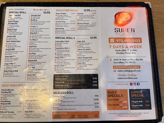 Menu photo 3 Suben Sushi+Bento Carrollton, TX