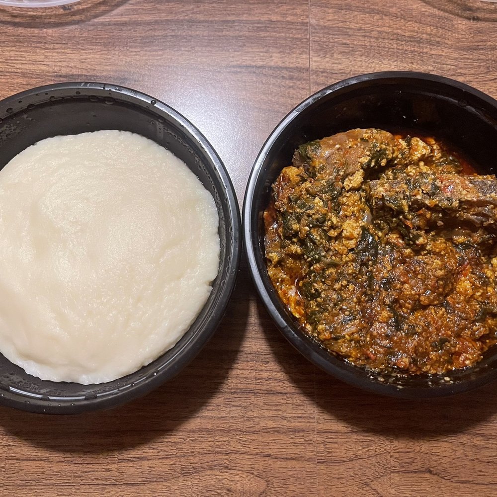 Egusi Stew with Goat & Pounded Yam Egusi Stew with Goat & Pounded Yam