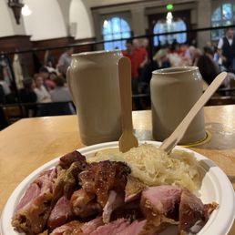 A snack of ham and sauerkraut. It just tastes better here.