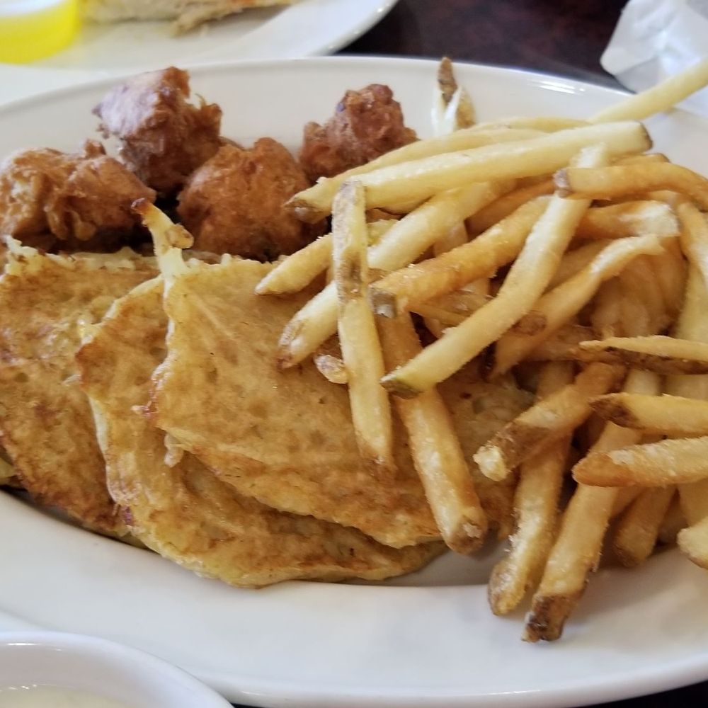 Evergreen Golf Club - Evergreen Golf Club plate of sides. Corn Fritters, Potato Pancakes, French Fries. - Golf Near Me - Elkhorn, Wisconsin Evergreen Golf Club - Evergreen Golf Club plate of sides. Corn Fritters, Potato Pancakes, French Fries. - Golf Near Me - Elkhorn, Wisconsin