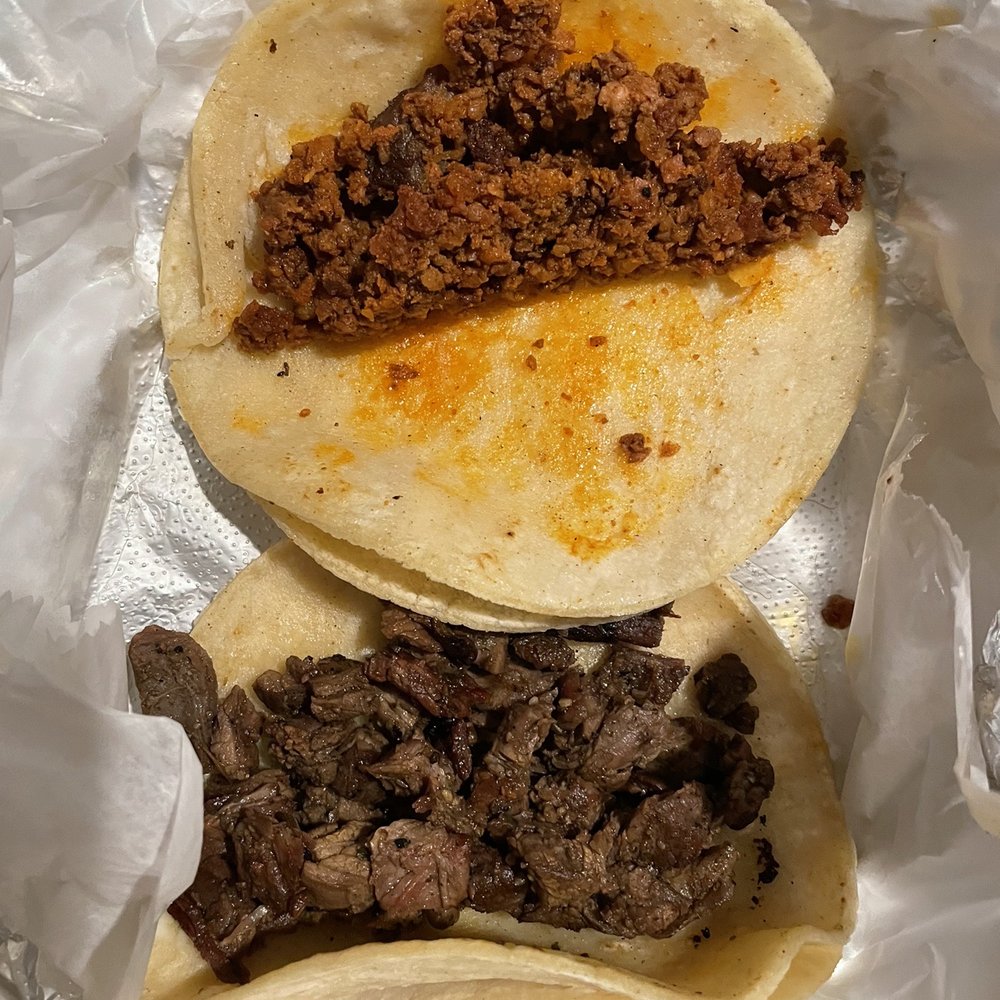 Fogata Street Tacos - Chorizo on the top and then steak taco on the bottom - Mexican Near Me - Ocoee, Florida Fogata Street Tacos - Chorizo on the top and then steak taco on the bottom - Mexican Near Me - Ocoee, Florida