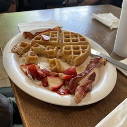 Waffles and bacon