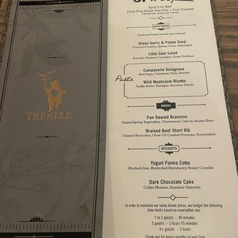 Trestle - Restaurant Week Menu April 2024 - New American Near Me - San Francisco, California Trestle - Restaurant Week Menu April 2024 - New American Near Me - San Francisco, California