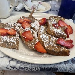 Lemma's Beach Grill - Gluten free french toast with strawberries.
