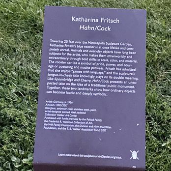 Minneapolis Sculpture Garden - 08.22.23 Blue Rooster [Katharina Fritsch] - Museums Near Me - Minneapolis, Minnesota