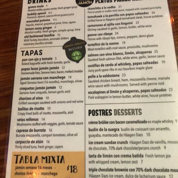 Jamon Jamon - Menu from Jamón Jamón - Tapas Bars Near Me - San Juan, Puerto Rico