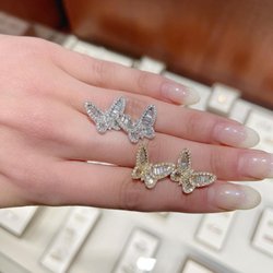 Mariloff Diamonds & Fine Jewelry - 18K Gold Baguette & Round Diamond Butterfly Studs - Dallas TX - Mariloff Diamonds & Fine Jewelry