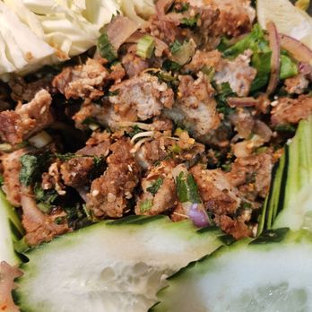 Snackboxe Bistro - pork belly laap...get it..you won't regret - Laotian Near Me - Duluth, Georgia