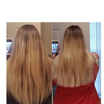 Doubletake Salon - Left is before (what I text her weeks ago when I made the appointment), right is after. My hair still looks dull, bad cut, looks outgrown. - Hair Salons Near Me - Florence, Kentucky