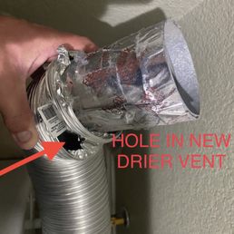 Hole in dryer vent tube