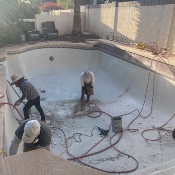 Barefoot Pools - Chipping crew getting that work in. - Pool Cleaners Near Me - Gilbert, Arizona Barefoot Pools - Chipping crew getting that work in. - Pool Cleaners Near Me - Gilbert, Arizona