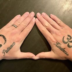 Om Ink Gallery - Mindfulness Hand Tattoos (Om symbol and Enzo circle)