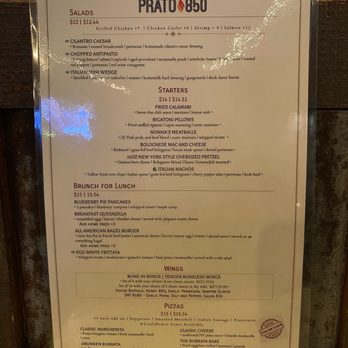 Prato 850 - Menu - March 2026 - Gastropubs Near Me - Commack, New York