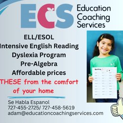 Education Coaching Services - The best tutor you can find. They provide: Reading, ELL, Dyslexia, Math and Pre-Algebra tutoring. Prices are the best on a market.