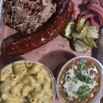 Hurtado Barbecue - Pulled pork, sausage, brisket beans and hatch chileMac and cheese - Barbeque Near Me - Mansfield, Texas Hurtado Barbecue - Pulled pork, sausage, brisket beans and hatch chileMac and cheese - Barbeque Near Me - Mansfield, Texas