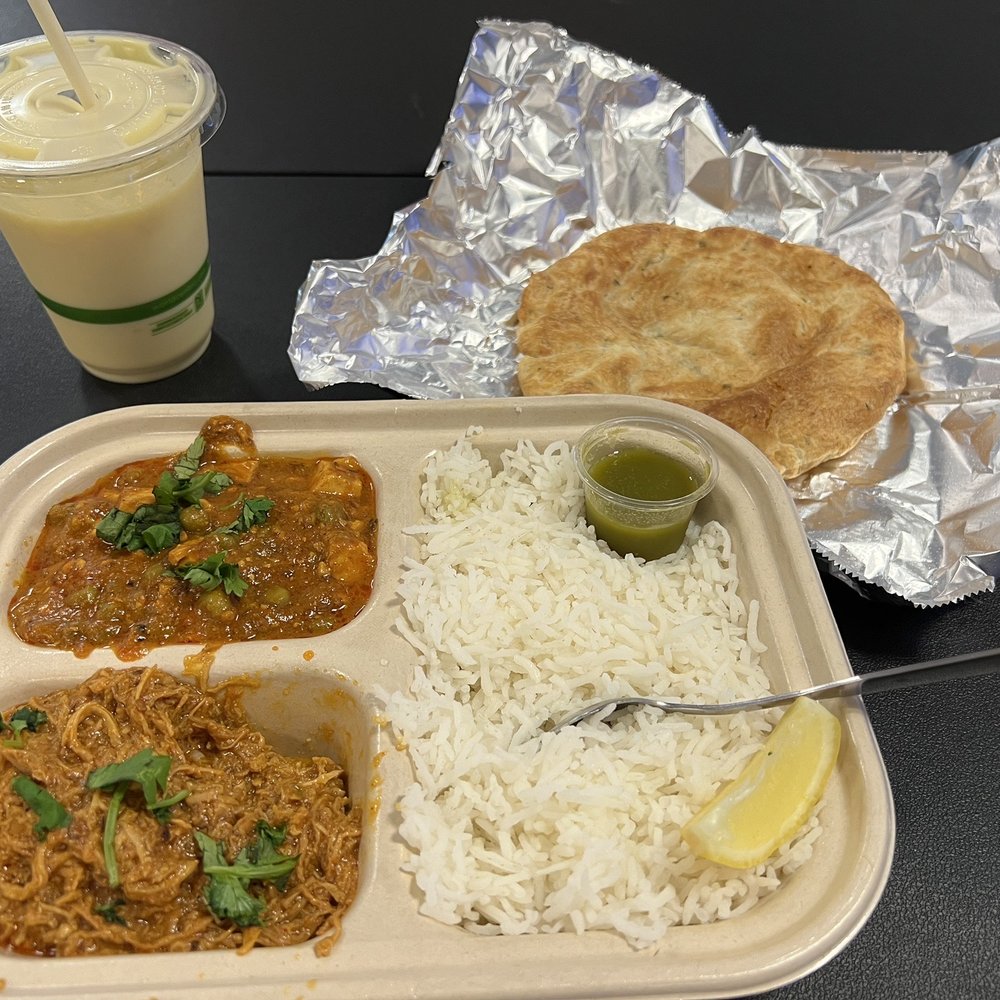 Maaji’s Street Kitchen - Combo #2 with a mango lassi - Indian Near Me - Saint Ann, Missouri