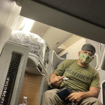 American Airlines - Lucky to get an upgrade to Business Class fr LA - Miami. Ready for some z's with the eye shades. - Airlines Near Me - Dallas, Texas