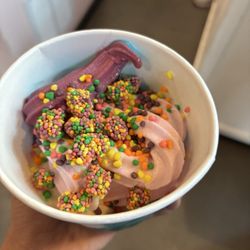 Cuppa Yo Frozen Yogurt - Strawberry ice pop and strawberry short cake