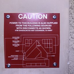 Here's the placard riveted to my power panel.
