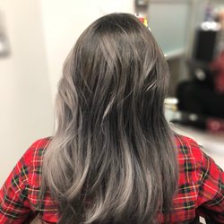 About Hair by Heather kim - Shadow roots with Gray color, haircut
