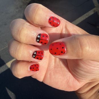 Julie's Nails & Spa - I'm obsessed with these new ladybug nails! I believe the person who did them is named Amy (based on her labels printed everywhere). - Nail Salons Near Me - Beaverton, Oregon Julie's Nails & Spa - I'm obsessed with these new ladybug nails! I believe the person who did them is named Amy (based on her labels printed everywhere). - Nail Salons Near Me - Beaverton, Oregon