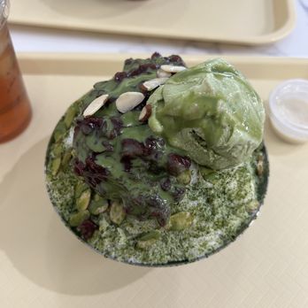 Leafy Korean Dessert Cafe - Matcha Red Bean Bingsu - Desserts Near Me - Overland Park, Kansas