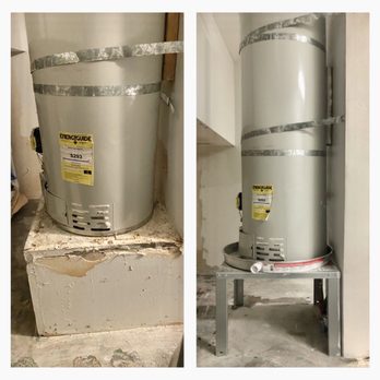 New Era Construction - Before (left- damaged drywall pedestal) Elvis' work and after (right) with the new steel pedestal. - General Contractors Near Me New Era Construction - Before (left- damaged drywall pedestal) Elvis' work and after (right) with the new steel pedestal. - General Contractors Near Me