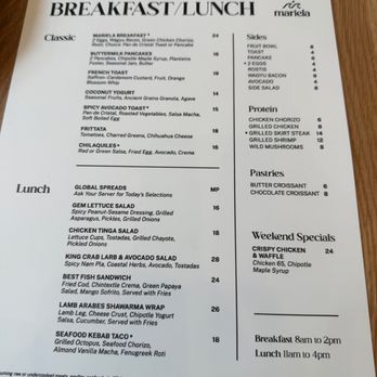 Mariela - Menu - New American Near Me - Chicago, Illinois