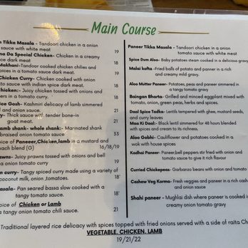 Spice Social - Main course menu - Indian Near Me - Fullerton, California