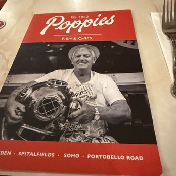 Poppies - Menu cover - Fish & Chips Near Me - London, XGL