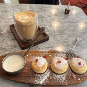 TARY Coffee - Cottage Cheese Pancakes with Balkaimak Cream - Coffee & Tea Near Me - Chicago, Illinois
