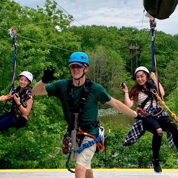 Lake Erie Canopy Tours - One of the double ziplines at the end of the course. Look how much fun we are having :) - Tours Near Me - Geneva, Ohio Lake Erie Canopy Tours - One of the double ziplines at the end of the course. Look how much fun we are having :) - Tours Near Me - Geneva, Ohio