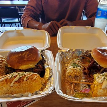 Sauce the City - Portobello Burger with Street corn on the left and Smoked BBQ Chicken with Street Corn on the right - Desserts Near Me - Cleveland, Ohio Sauce the City - Portobello Burger with Street corn on the left and Smoked BBQ Chicken with Street Corn on the right - Desserts Near Me - Cleveland, Ohio