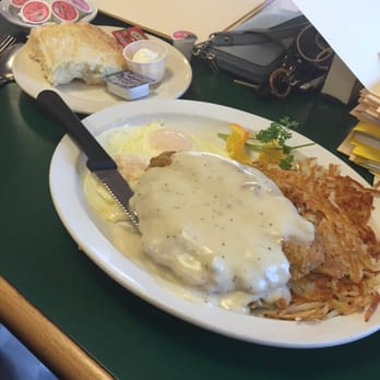 Henry's Cafe - Chicken fried steak and eggs over easy with hash browns and a biscuit. - Breakfast & Brunch Near Me - Tehachapi, California